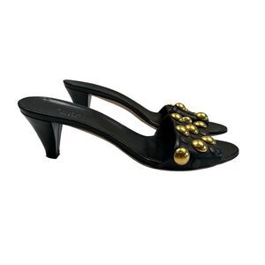 Gucci Babouska Studded Kitten Heel Black Leather Size 6.5